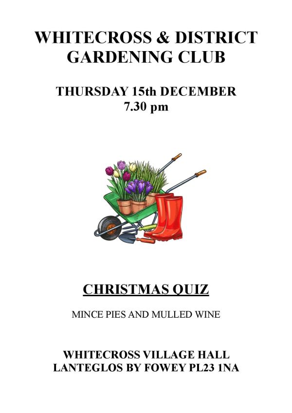 CANCELLED!  Whitecross and District Gardening Club - Quiz and Mince Pies